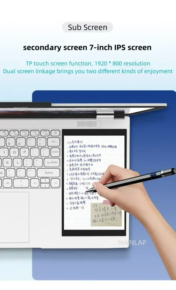 Dual Screen Laptop 15.6 Inch 2K IPS+ 7 Inch Touch Screen Intel N95 Processor Gaming Laptop DDR4 32GB 2TB SSD Notebook Computer - Image 5