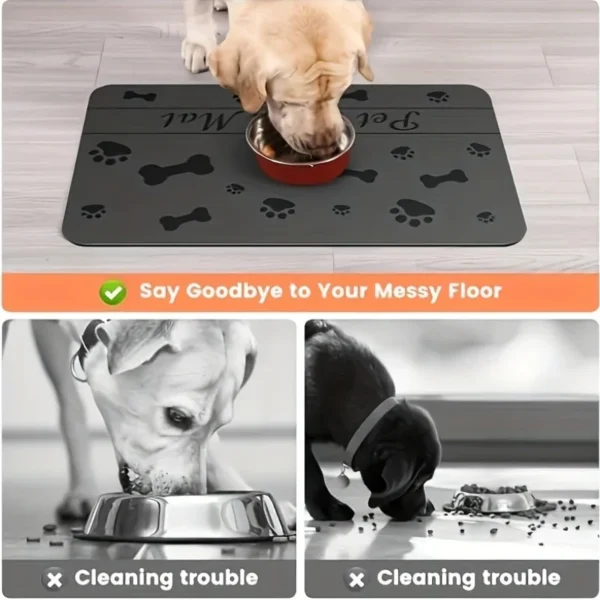 Absorbent Pet Placemat For Pets,Pet Feeding Mat For Food And Water Bowl,Waterproof Rubber Backing Quick Dry Water Dispenser Mat - Image 3