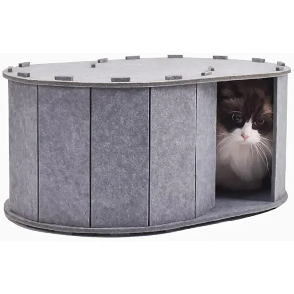 Cat Tunnel Bed for Indoor Cats - Peekaboo Cat Cave with S-Shaped Maze, Multi-Exit Felt Scratching Tunnel & Cozy Hideaway, - Image 2