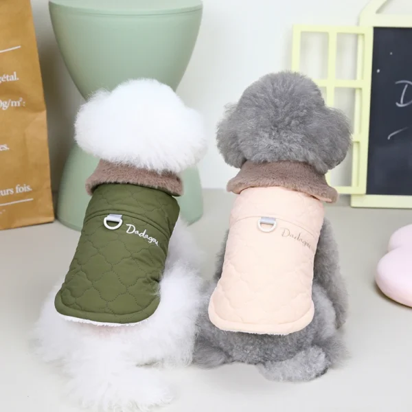 Winter Pet Coat Dog Jacket Big Fur Collar Soft Pet Vest with D-Ring for Small Dogs Puppy Warm Fleece Pet Vest Chihuahua Coats - Image 5