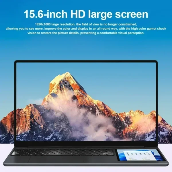 CRELANDER 15.6"+7" Dual Screen Laptop Intel Alder Lake N100 16GB DDR4 RGB Backlit Keyboard Computer Notebook Laptops Touchscreen - Image 3