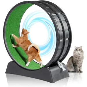 Cat Exercise Wheel Treadmill Exerciser with Carpeted Runway, Plastic Running Wheel for Cats Daily Exercise and Weight Loss