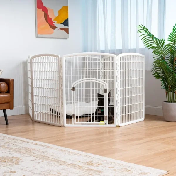 8-Panel 34" Pet Playpen with Door, Puppy Playpen, Indoor/Outdoor Dog Pen, 63 x 63 x 34, Foldable, Customiz，White - Image 5