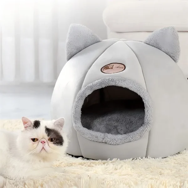 Pet bed with cat ears cat bed for small medium large cats Keep warm in winter Comfortable and soft Machine washable - Image 5