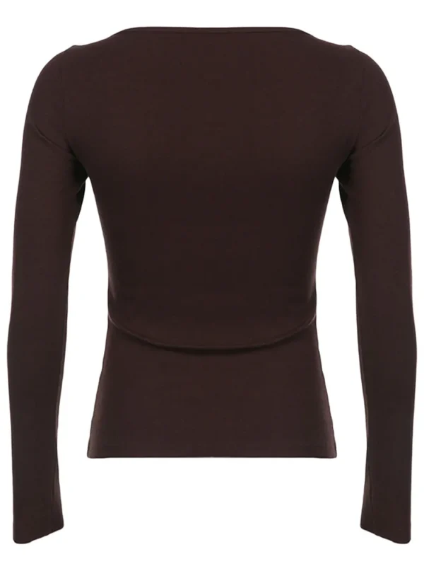 Y2k Women's Long Sleeve Knitted Tops Lace Stitching Neckline Knitwear Bowknot Decoration Slim-Fit Tshirt Pullovers Clubwear - Image 6