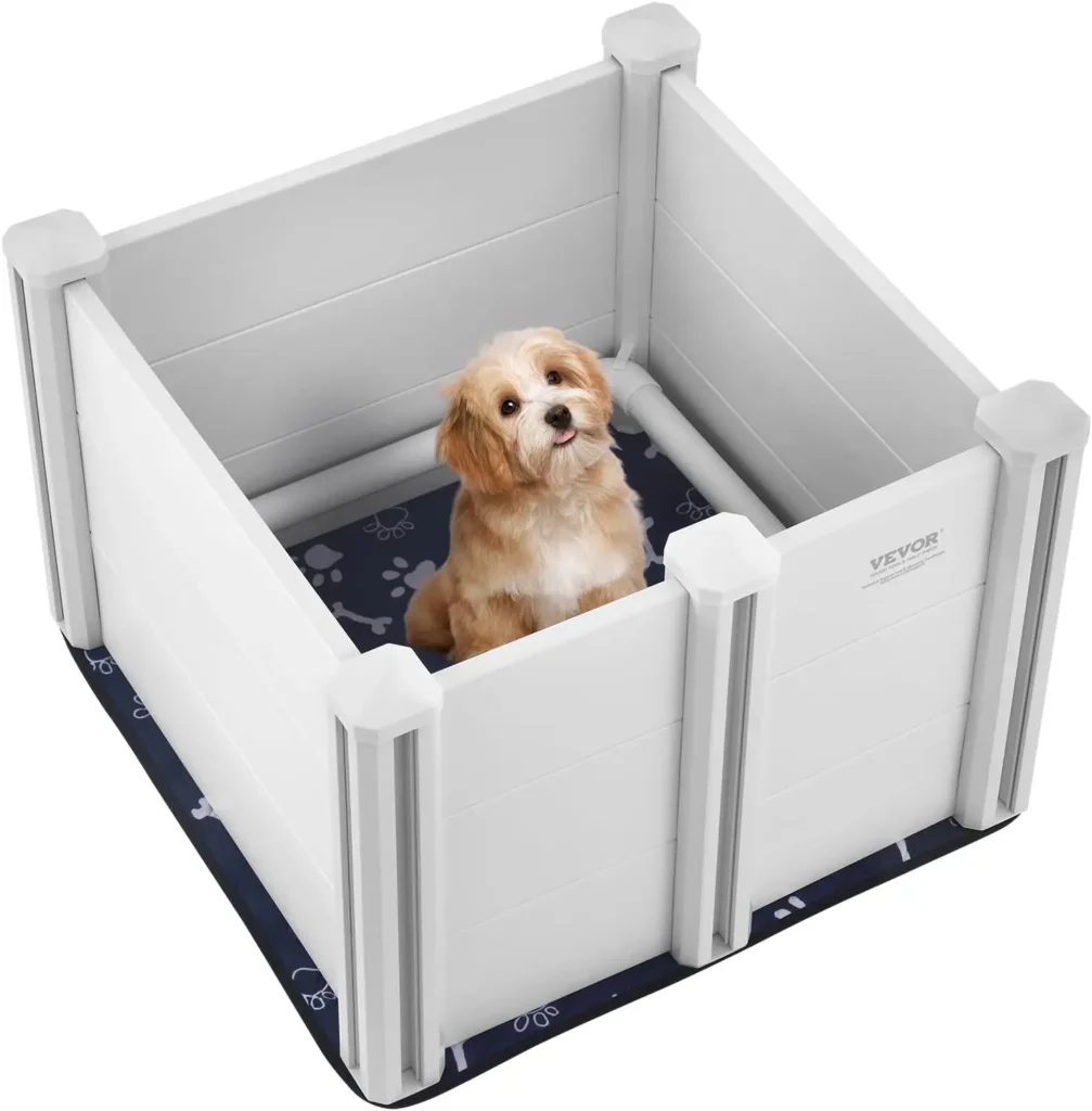 Whelping Box for Dogs, 28.3 x 28.3 x 18.1in Whelping Box for Puppies with Rails and Washable Pee Pad, White