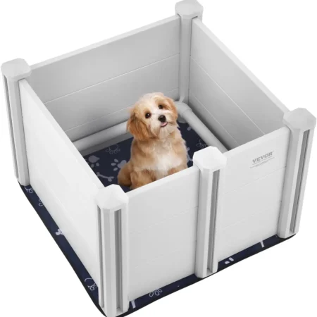 Whelping Box for Dogs, 28.3 x 28.3 x 18.1in Whelping Box for Puppies with Rails and Washable Pee Pad, White