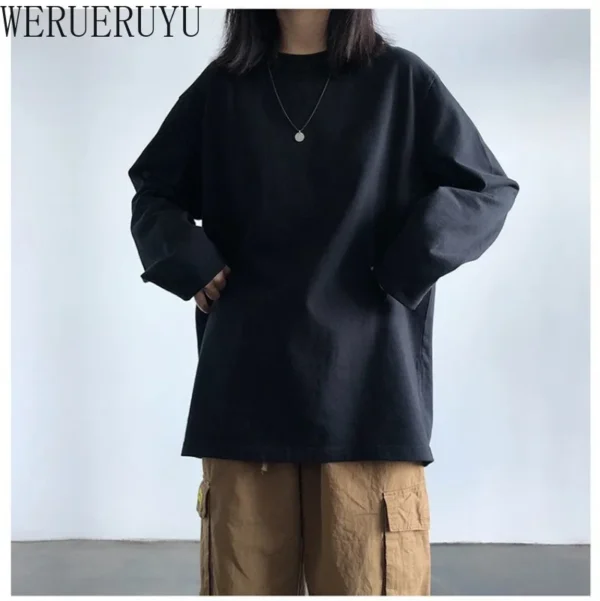 Long Sleeve Loose T Shirt White Top Womens Y2k Clothes Autumn Winter Korean Fashion Harajuku Casual T-shirts for Women 2024 New - Image 4