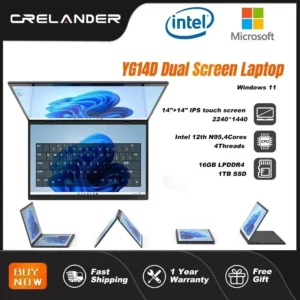 CRELANDER 14 "10.5"Yoga Laptop Intel 12th Gen N95 Processor M2 SSD 2K Dual Touch Screen Laptop Computer With Handwriting Mini PC
