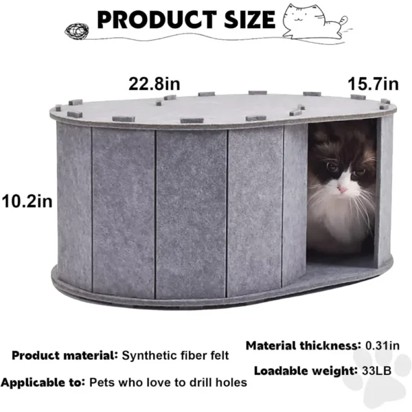 Cat Tunnel Bed for Indoor Cats - Peekaboo Cat Cave with S-Shaped Maze, Multi-Exit Felt Scratching Tunnel & Cozy Hideaway, - Image 3