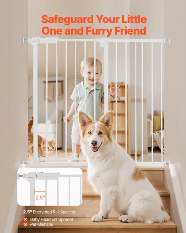 SucceBuy Baby Gate 28/30/36 Inches High Dog Gate Easy Step Walk Thru Child Pet Security Pressure Mount Kit Wall Cups Doorways - Image 4
