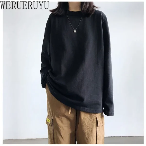 Long Sleeve Loose T Shirt White Top Womens Y2k Clothes Autumn Winter Korean Fashion Harajuku Casual T-shirts for Women 2024 New - Image 5