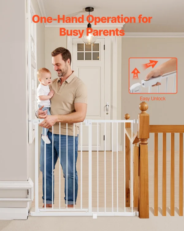 SucceBuy Baby Gate 28/30/36 Inches High Dog Gate Easy Step Walk Thru Child Pet Security Pressure Mount Kit Wall Cups Doorways - Image 3