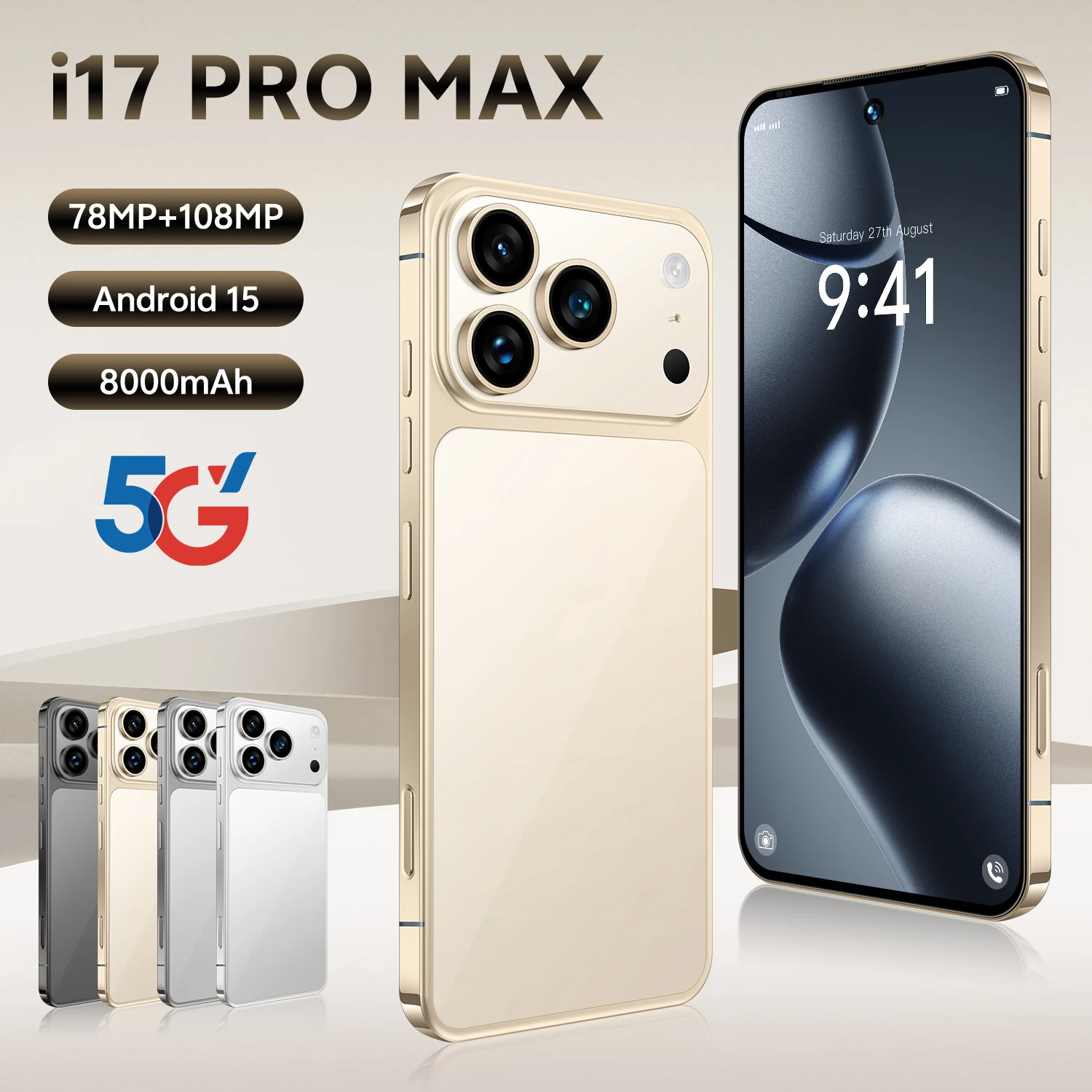 Global Version 17Pro Max Smartphone Android 12 6.56 inch Screen,16GB+1TB 8+16MP Mobile Phone 5000mAh For Google Play Store Phone - Image 5