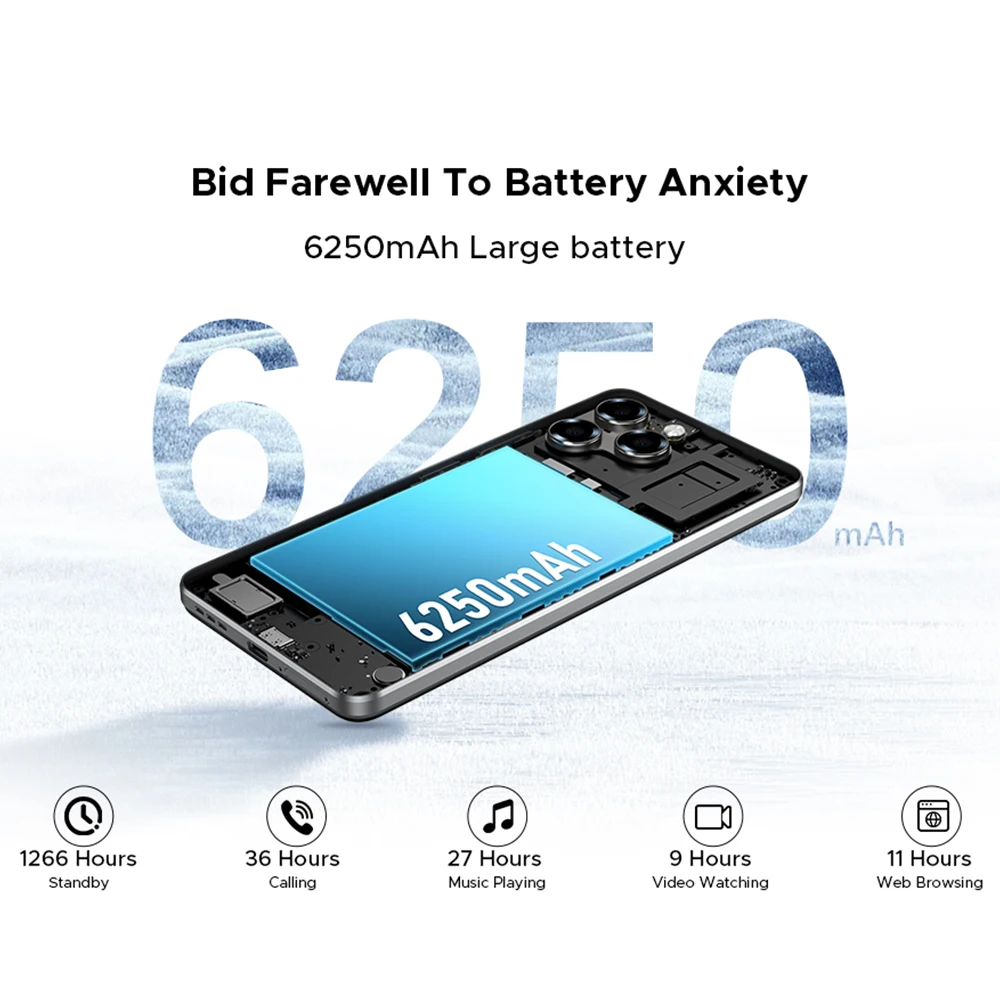 Global Version DOOGEE Note 58 8GB RAM 128GB ROM 6.75" HD+ 90Hz IPS Screen 6250mAh Large battery NFC Android 15 Smartphone - Image 3