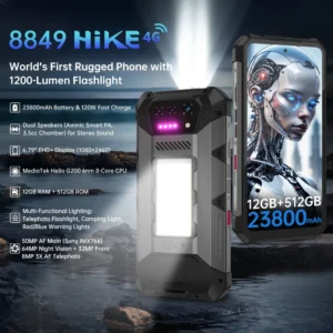 kf-S1e92ab91365e4f5a91998c3121a1dc456 8849 Hike Unihertz Rugged Smartphone 23800mAh 24GB+512GB Expandable 2TB 1200Lumen Flashlight Android14 Two Speakers 6.79'' 120Hz
