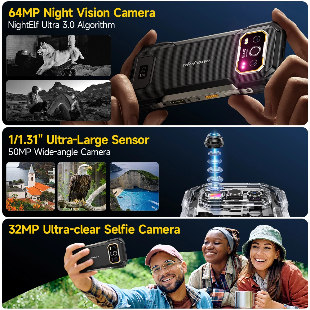 Ulefone Armor 27T 4G 10600mAh Rugged Phone Android 14 Smartphone 24GB +256GB 6.78"FHD+ 120Hz 64MP Night Vision Camera NFC - Image 5