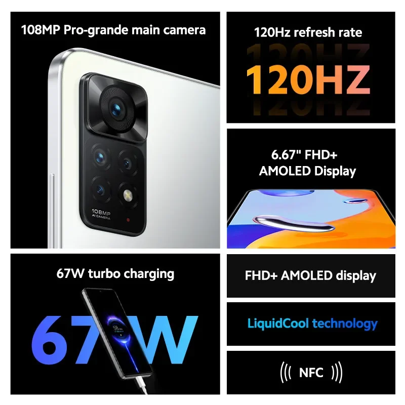 Global Rom Xiaomi Redmi Note 11 Pro 5G Smartphone 8GB 256GB 108MP Camera MTK Helio G96 Octa Core 120Hz Display NFC - Image 3