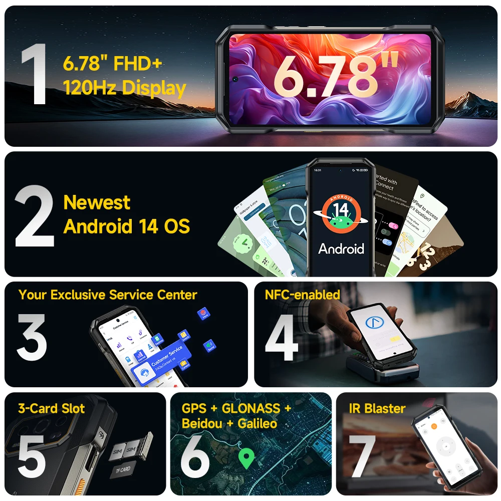 Ulefone Armor 27T 4G 10600mAh Rugged Phone Android 14 Smartphone 24GB +256GB 6.78"FHD+ 120Hz 64MP Night Vision Camera NFC - Image 2