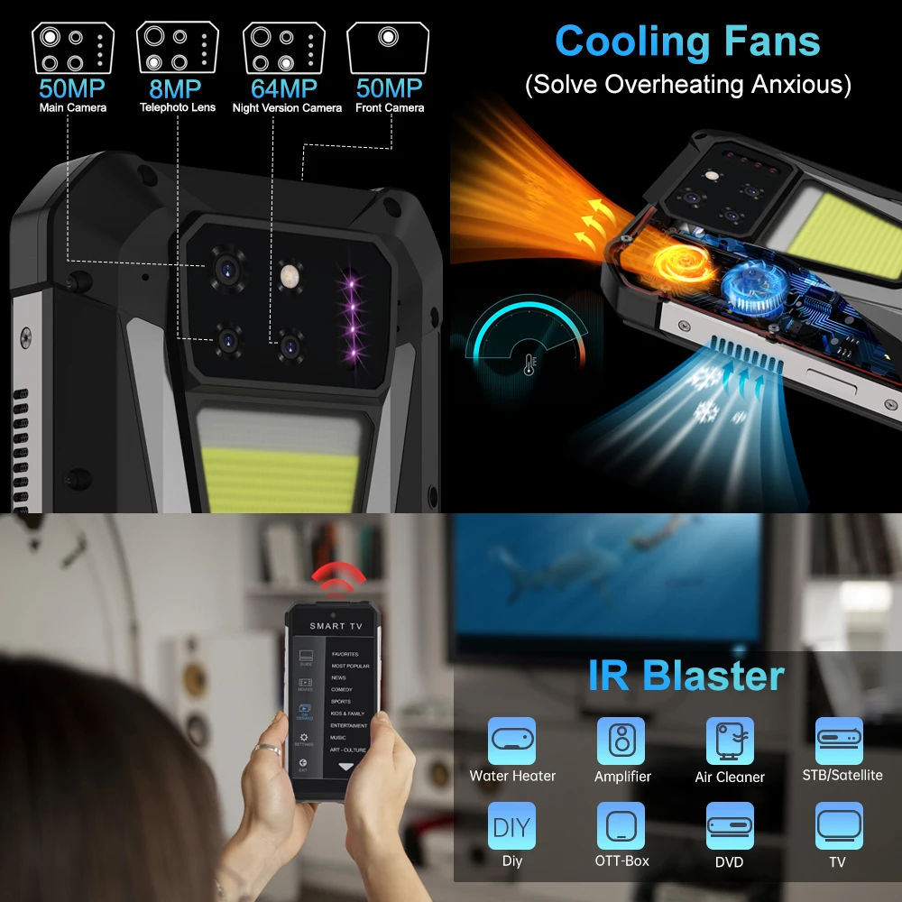 8849 Tank 3S Unihertz Rugged Smartphone with Projector 5G 12/16GB RAM 256/512GB ROM Dimensity 8200 64MP Night Vision Phone - Image 6