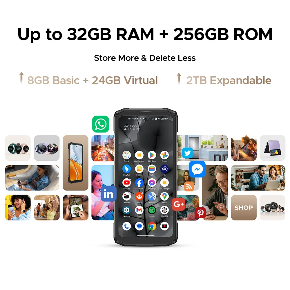 Global Version DOOGEE Blade20 Turbo 5G Rugged Phone Android 15 Gemini Al 10300mAh Battery 6.6'' HD+ 8GB 256GB NFC Smartphone - Image 6