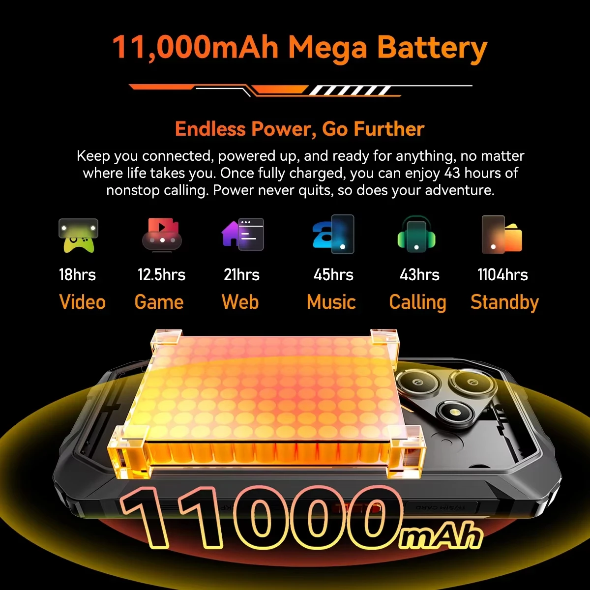 Blackview OSCAL Marine 2 4G Rugged Phone 11000mAh Battery 6.56 " HD+Display 8GB, RAM 256GB Unisoc T61 Android 15 NFC Smartphone - Image 4