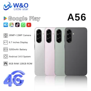 Global Version W&O A56 4G Smartphone Android 14 Dual SIM 6.7 Inch HD+ 8GB+128GB Mobile phone 5200mAh 26MP Camera Cellphone