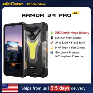 kf-Sa2326e89660242529cc7808e1f291a63o Ulefone Armor 34 Pro 5G AI Rugged Phone 6.95" 25500mAh Up to 32GB+512GB Built-in Projector 120Hz NFC Smartphone