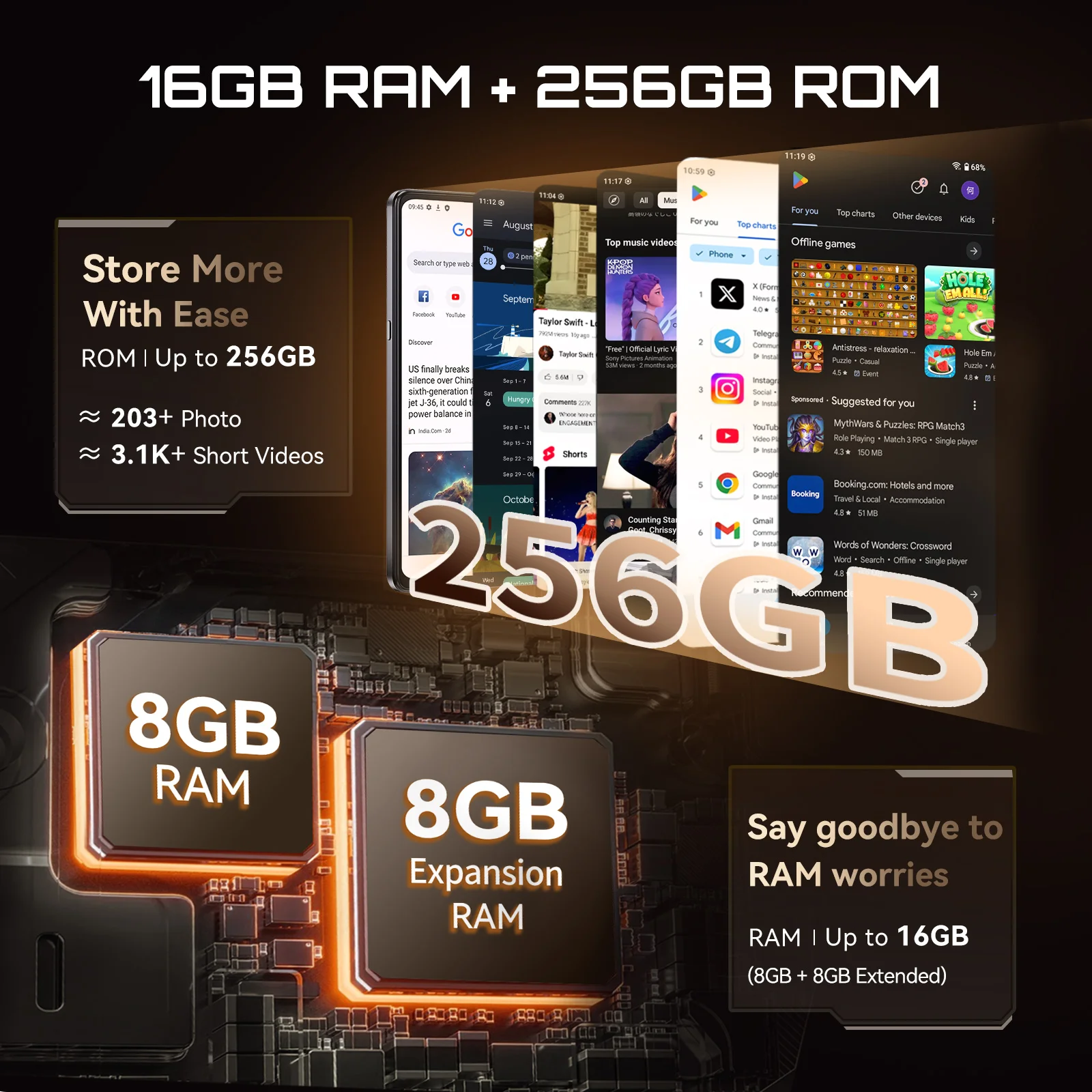 Smartphone 5G Cubot X100, Android 15, Dimensity 7025, 6nm, 2.5GHz,6.88-inch Screen,16GB(8+8),256GB, 64MP Camera, 5100mAh Battery - Image 4