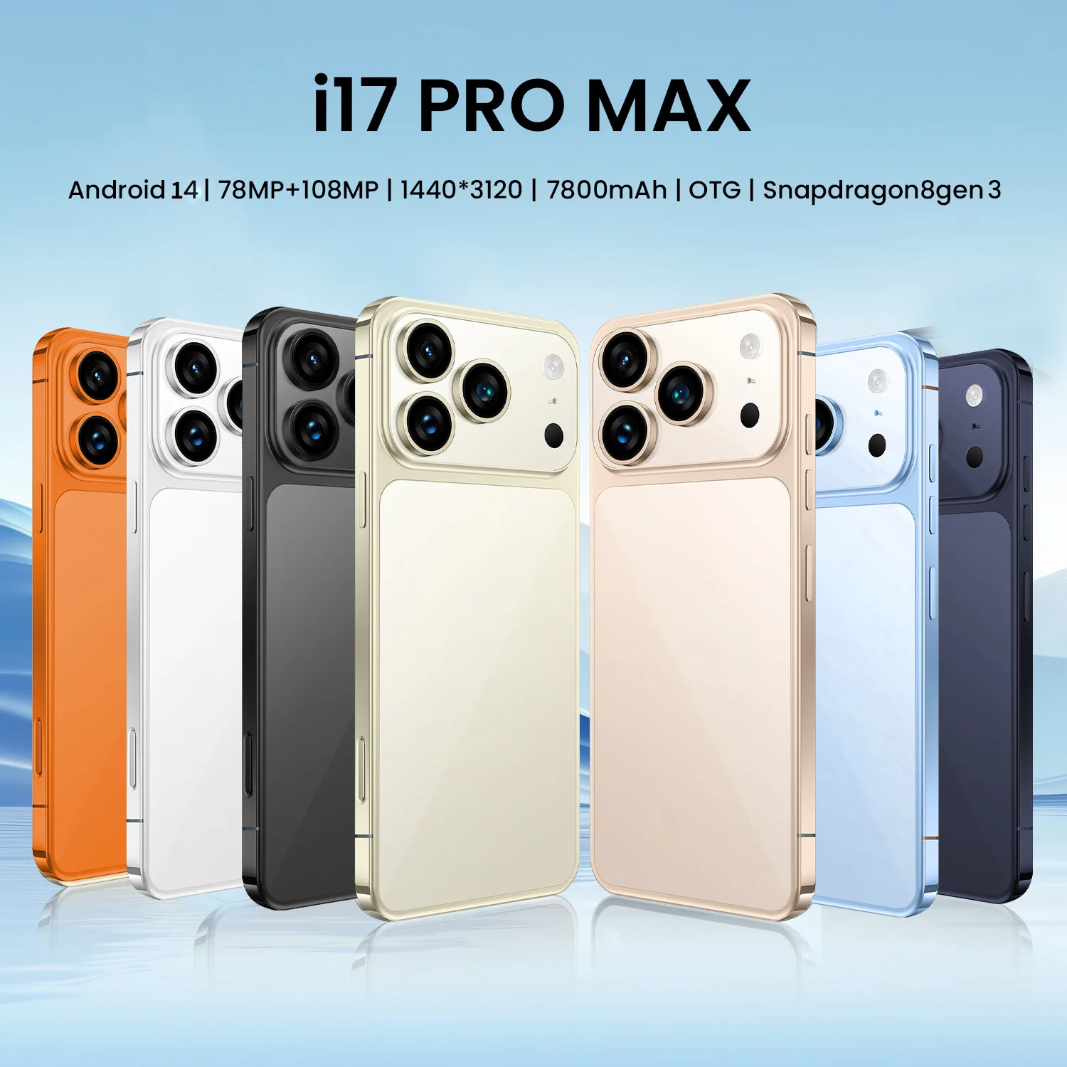 Global Version 17Pro Max Smartphone Android 12 6.56 inch Screen,16GB+1TB 8+16MP Mobile Phone 5000mAh For Google Play Store Phone