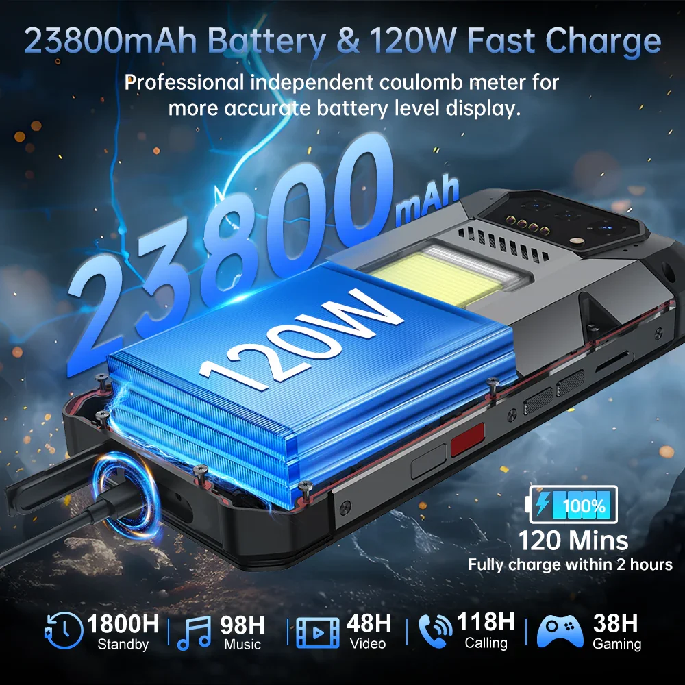 8849 Hike Unihertz Rugged Smartphone 23800mAh 24GB+512GB Expandable 2TB 1200Lumen Flashlight Android14 Two Speakers 6.79'' 120Hz - Image 2