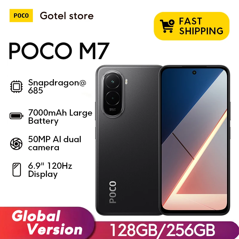 POCO M7 Global Version Smartphone Snapdragon 685 7000mAh battery Immersive 6.9" FHD+ Display NFC 33W Charging