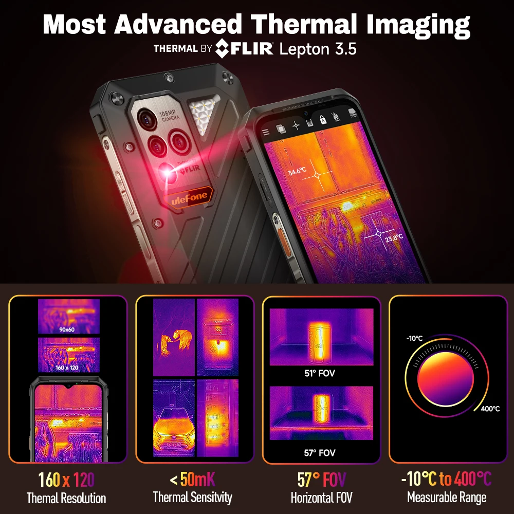 Ulefone Power Armor 18T Ultra 5G Rugged Phone 512GB ROM +24GB RAM Thermal Imaging Camera THERMAL BY FLIRĀ® smartphone NFC - Image 5
