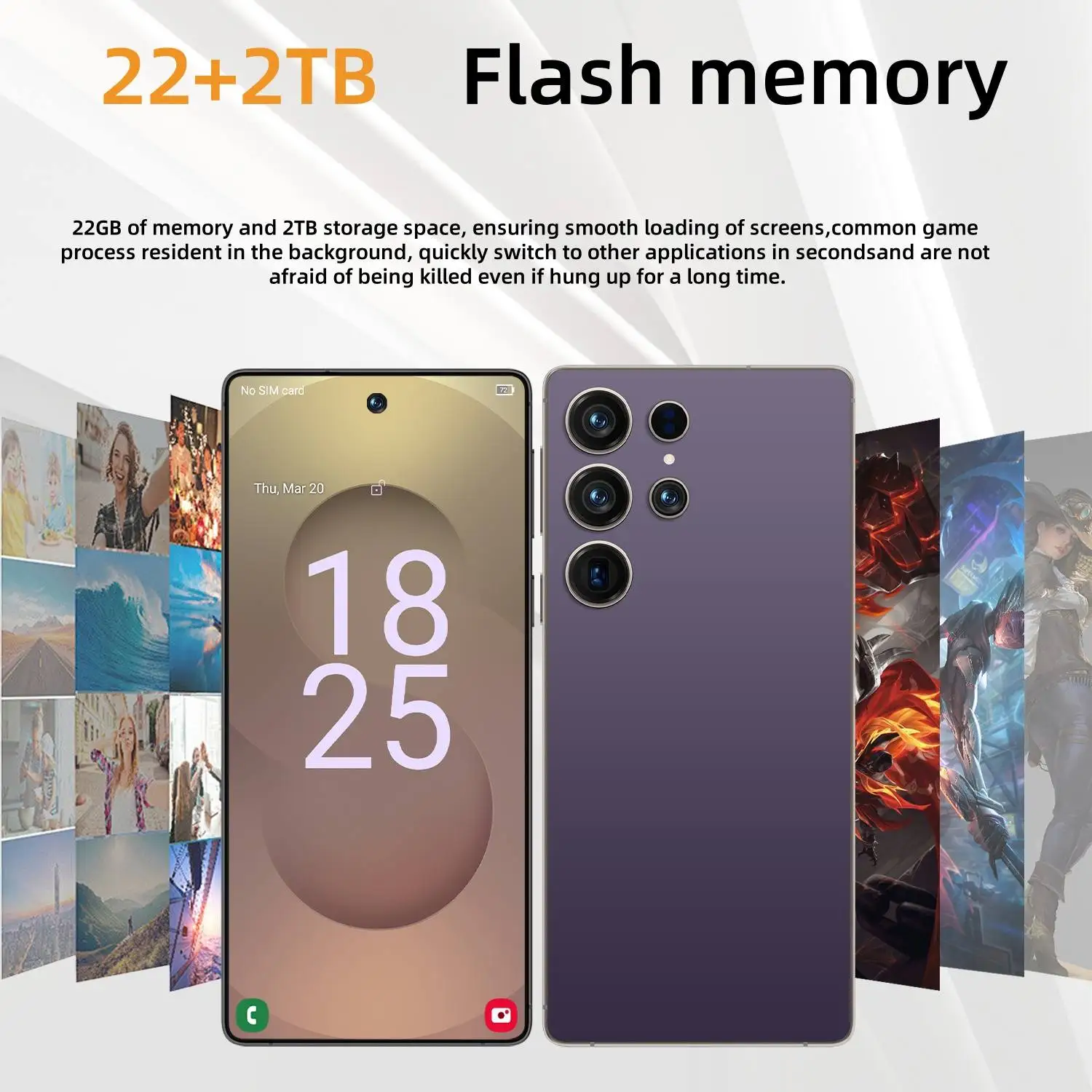 2025 Original phone S27 ultra 7.3 inch HD 4K Android 15 22GB+2TB 8000mAh Battery 4G 5G Dual Sim Card WiFi GPS Google - Image 4