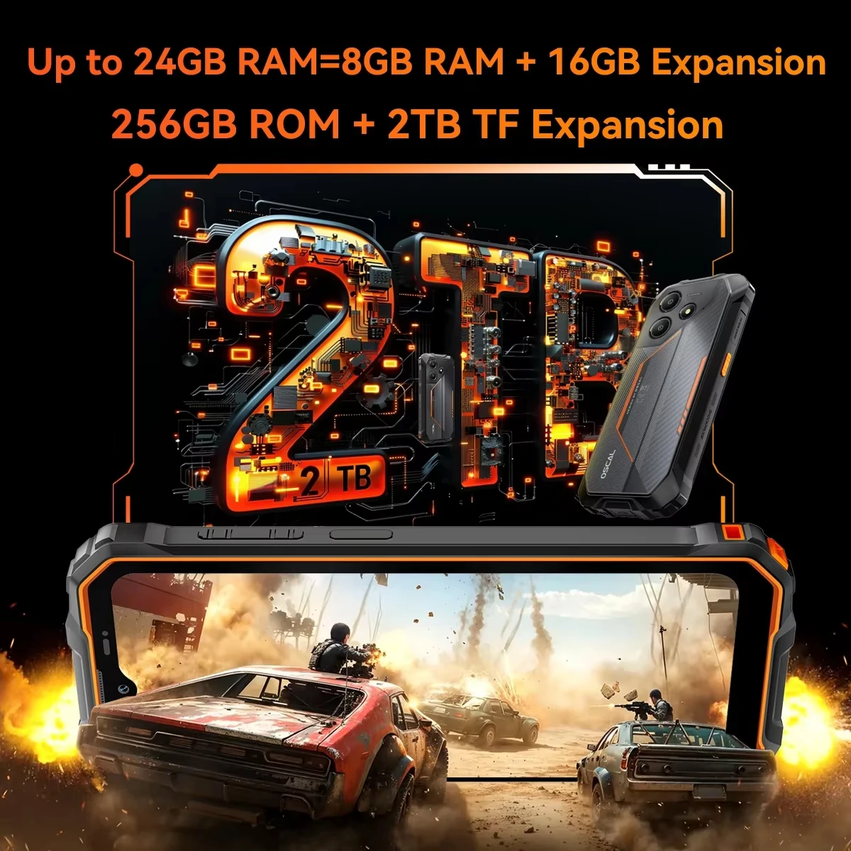 Blackview OSCAL Marine 2 4G Rugged Phone 11000mAh Battery 6.56 " HD+Display 8GB, RAM 256GB Unisoc T61 Android 15 NFC Smartphone - Image 6