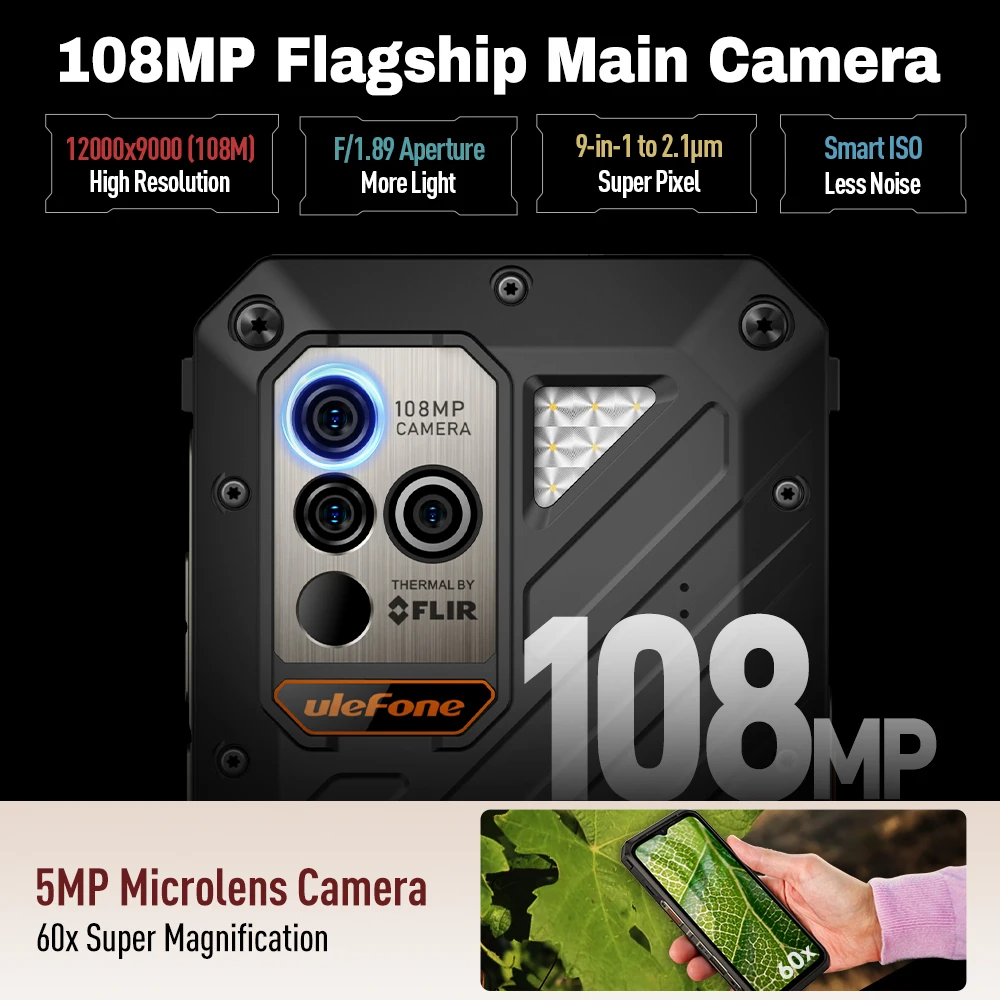 Ulefone Power Armor 18T Ultra 5G Rugged Phone 512GB ROM +24GB RAM Thermal Imaging Camera THERMAL BY FLIRĀ® smartphone NFC - Image 4