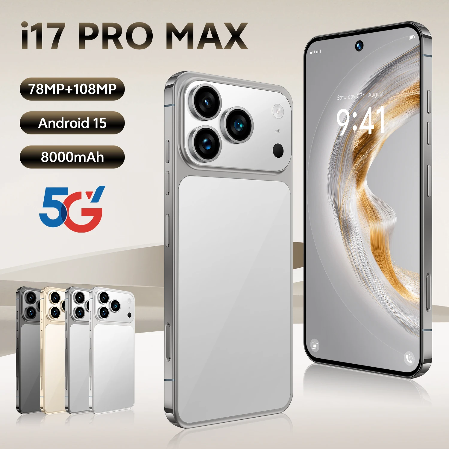 Global Version 17Pro Max Smartphone Android 12 6.56 inch Screen,16GB+1TB 8+16MP Mobile Phone 5000mAh For Google Play Store Phone - Image 4