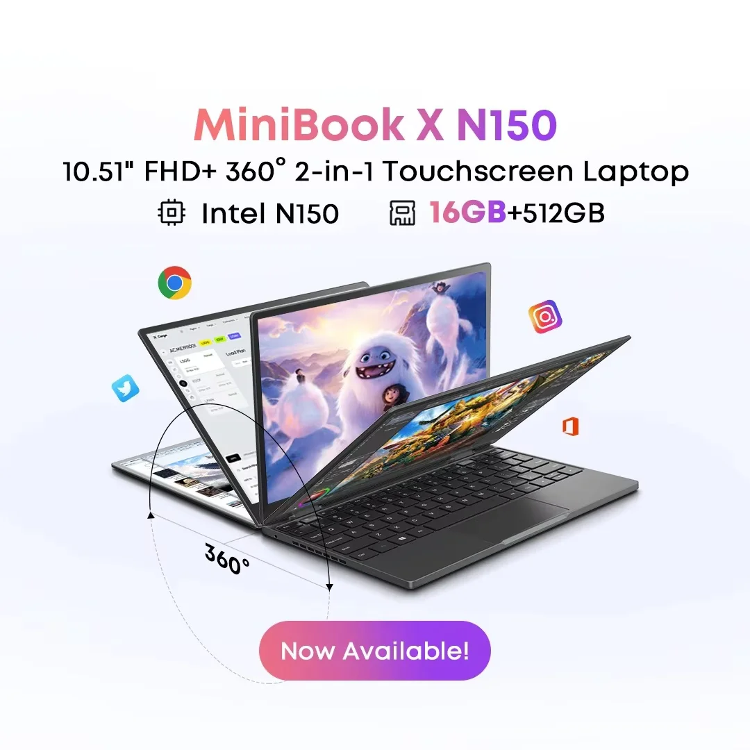 CHUWI MiniBook X 2 in 1 Laptop Intel N150(up to 3.6GHz) 512GB ROM 16GB LPDDR5 10.51" 1200x1920 FHD IPS Windows 11 Notebook - Image 4